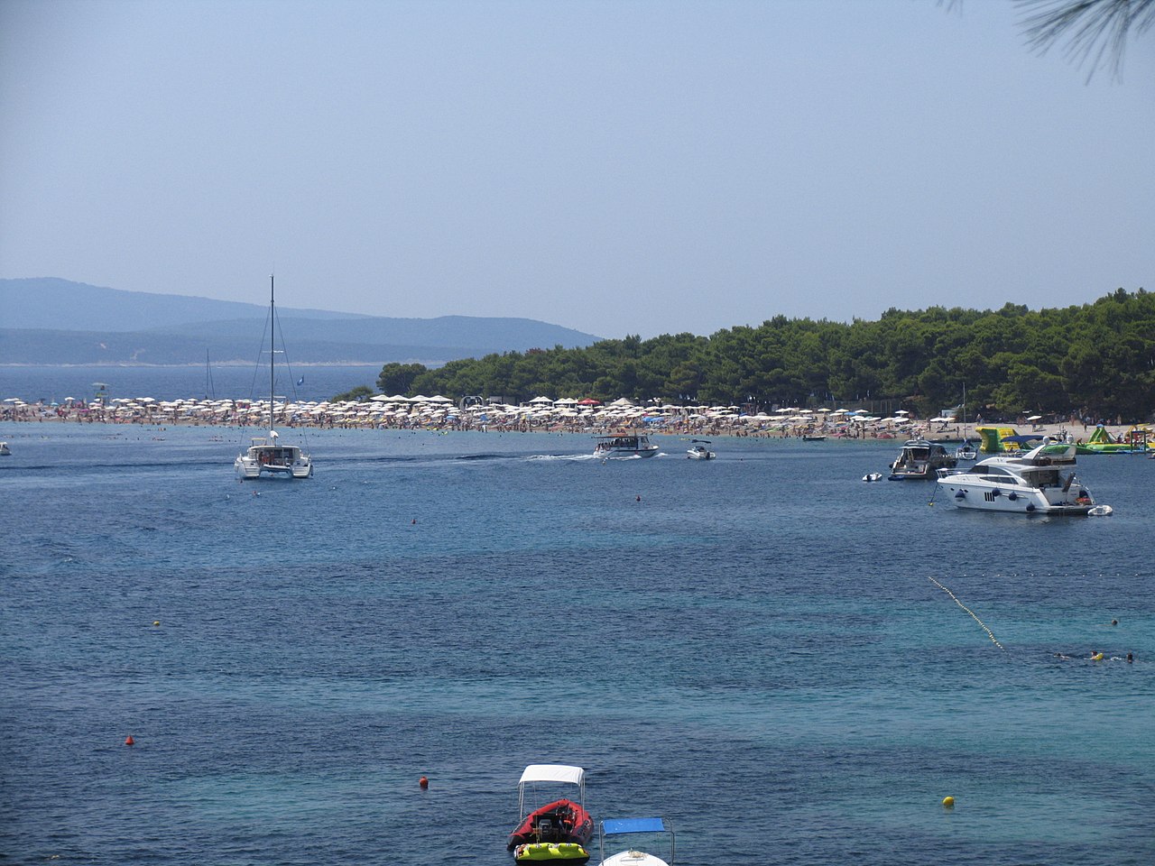 Zlatni Rat beach near Bol on Brač island, a golden spit of sand in turquoise sea