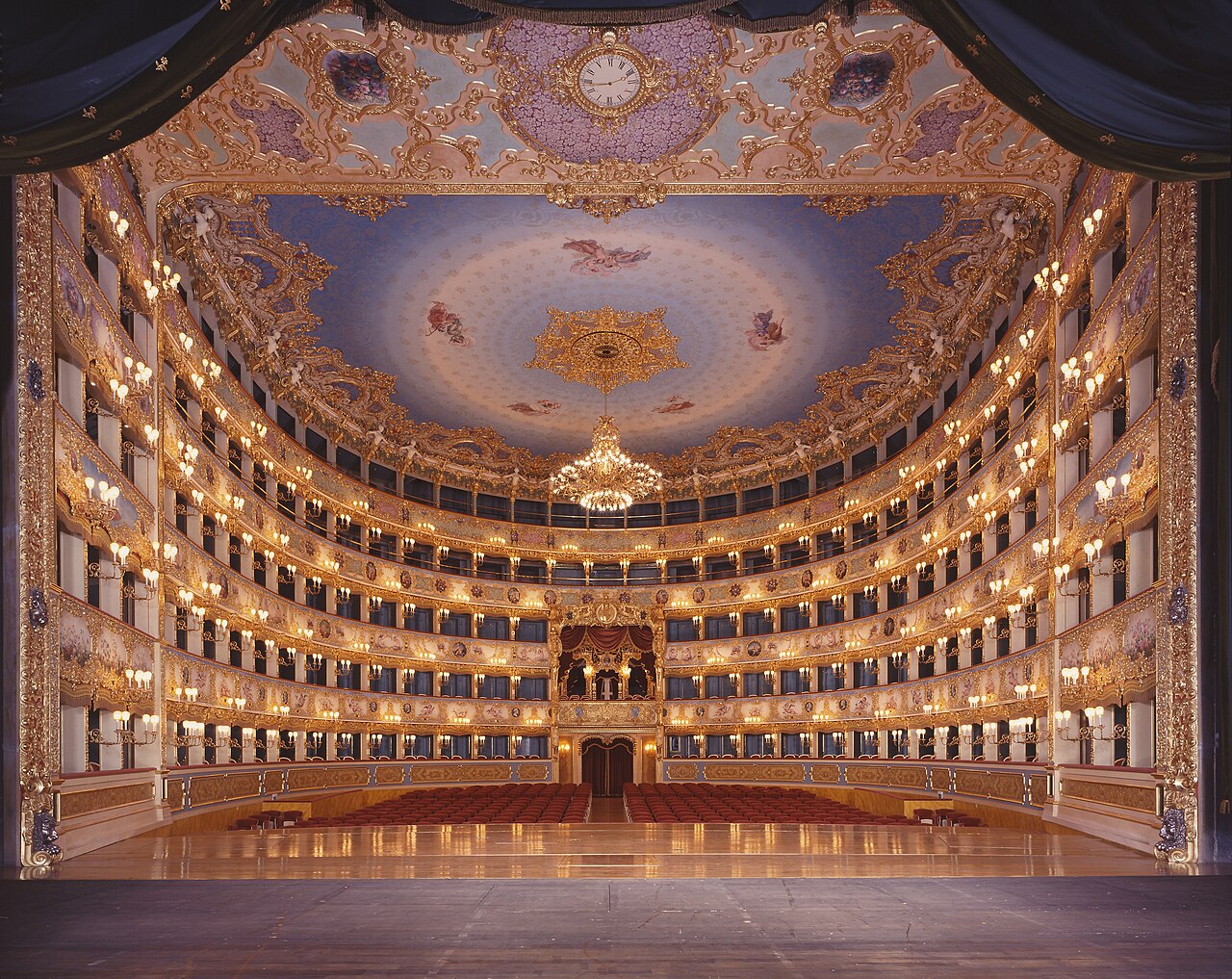 View of an opera house auditorium from the stage