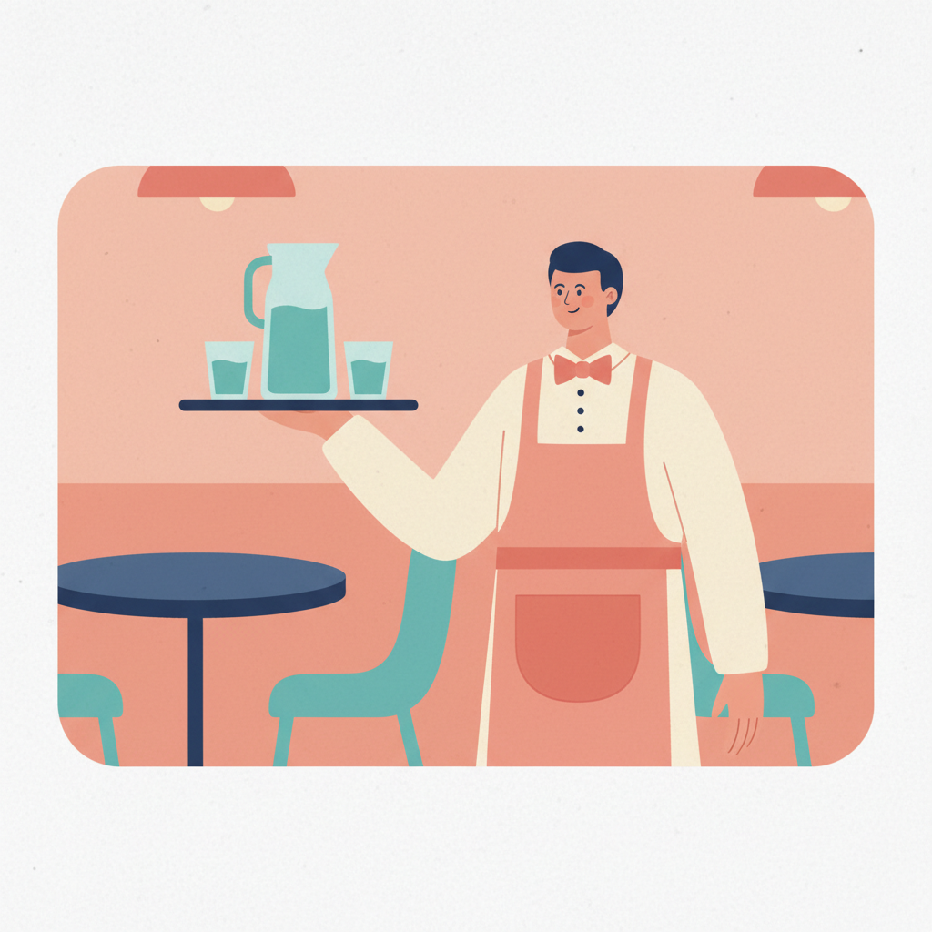 Illustration of a waiter from the Italian café lesson
